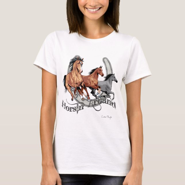 T-shirt Horsin' em volta da engrenagem do trevo do cavalo (Frente)