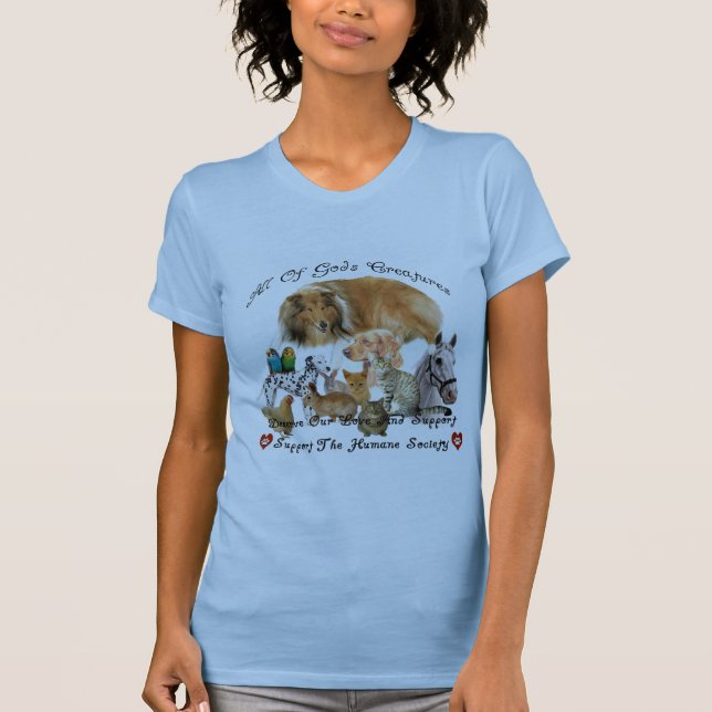 T-shirt Humano sociedade apoio animal das criaturas de (Frente)