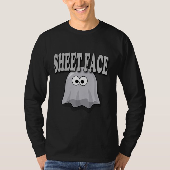 T-shirt Humor de Halloween Fantasma Lençol Face (Frente)