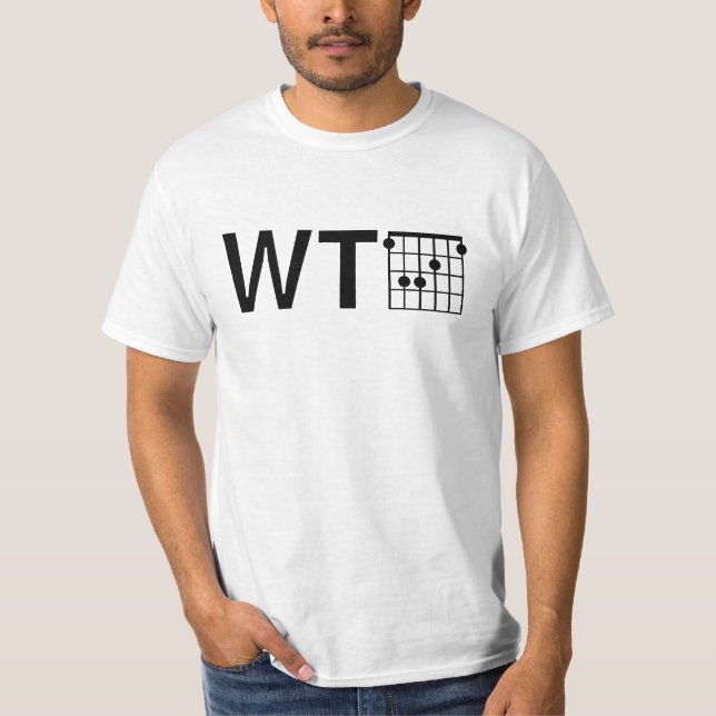 T-shirt Humor WTF com acorde F de violão (Frente)