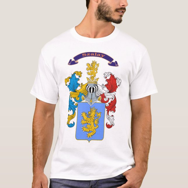 T-shirt húngaro da brasão da família de Szalay (Frente)