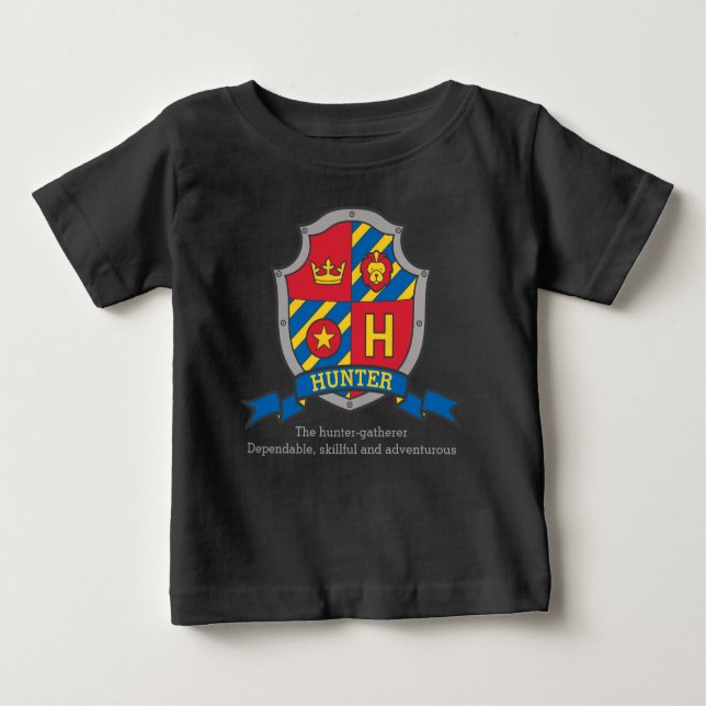 T-shirt Hunter H name significa crest knights shield (Frente)