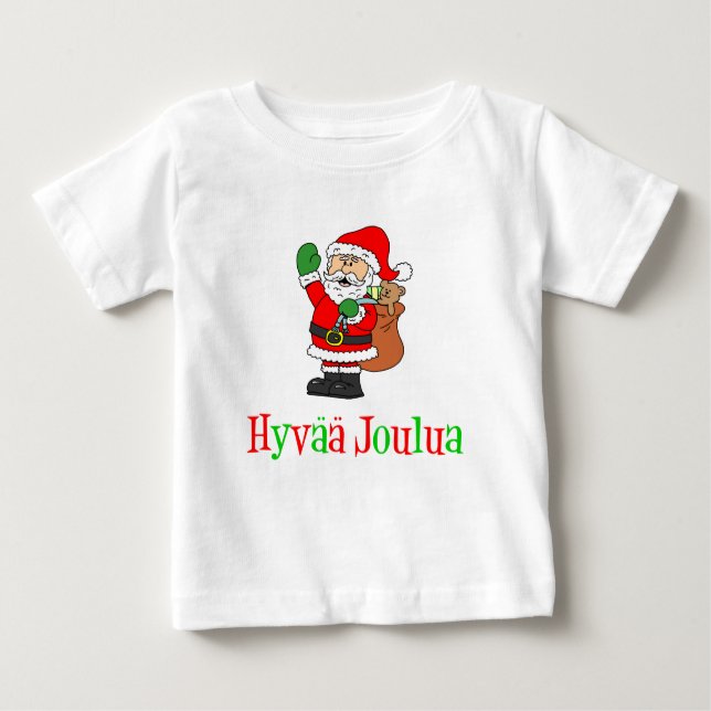 T-shirt Hyvaa Joulua Papais noeis de Natal Finlandeses (Frente)