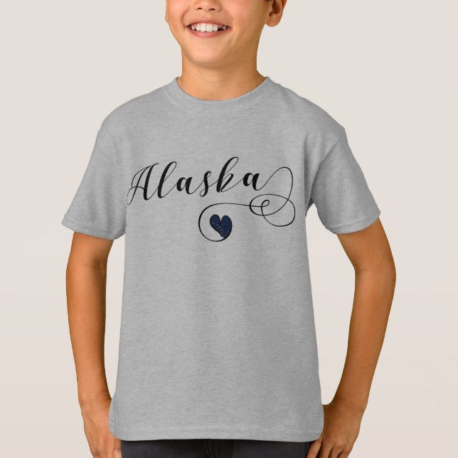 T-shirt I Heart Alaska, Alaskan Flag (Frente)
