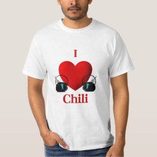 T-shirt I Heart Chili Potes com fitas azuis