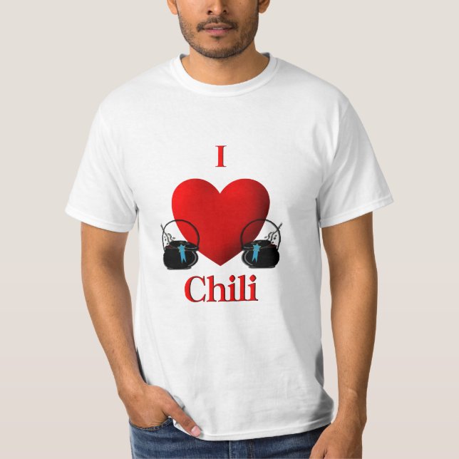 T-shirt I Heart Chili Potes com fitas azuis (Frente)