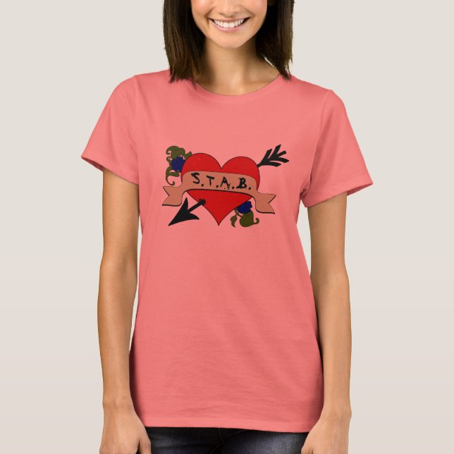 T-shirt I Heart STAB Ladies Ringer (Frente)
