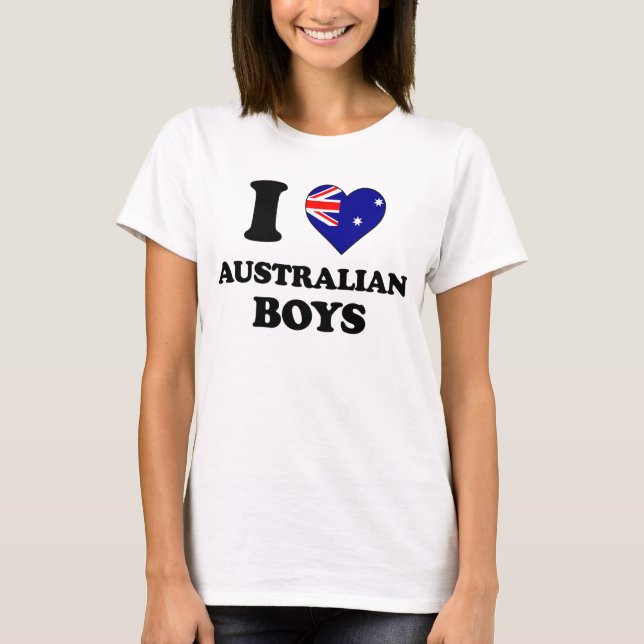 T-shirt I love Australian Boys (Frente)
