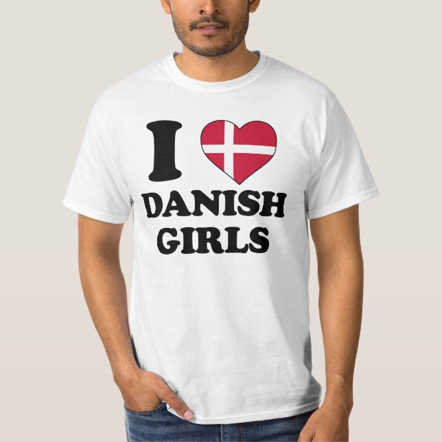 T-shirt I love Danish Girls (Frente)