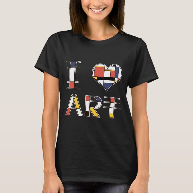 T-shirt I Love - Heart - Art elegant neoplasticism style (Frente)