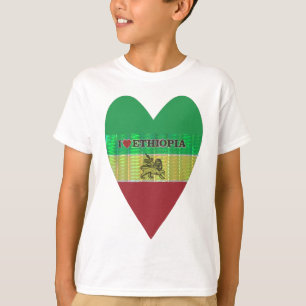 T-shirt I Love Heart Etiópia: Flag Art Motif