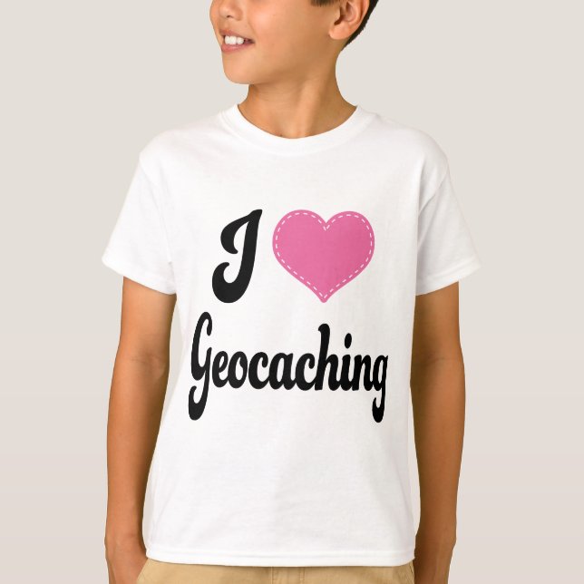 T-shirt I Love (Heart) Geocaching (Frente)