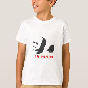 T-shirt I Love Panda (Preto)