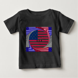 T-shirt I Love U.S.A Swirl: Patriotic Heart Art Impressão