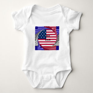 T-shirt I Love U.S.A Swirl: Patriotic Heart Art Impressão