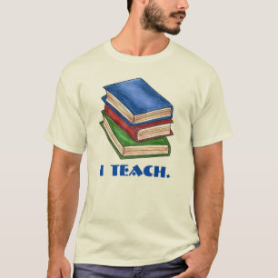 T-shirt I TEACH Biblioteca Book Stack Adpreciação de Profe