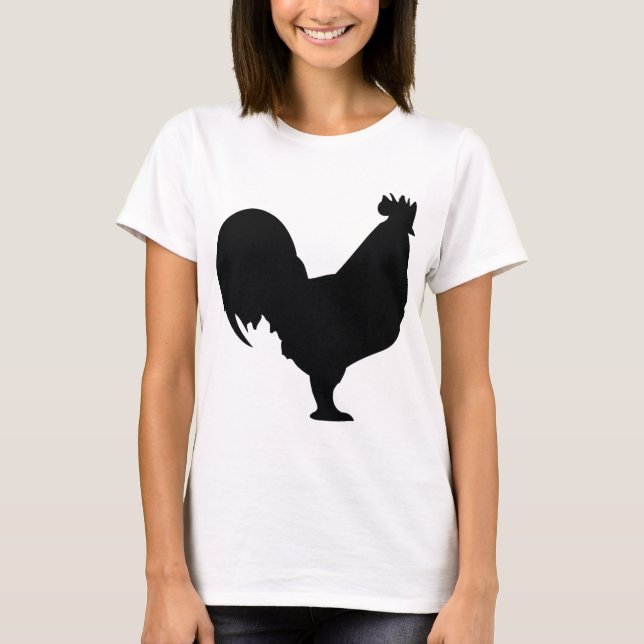 T-shirt ícone preto do galo (Frente)