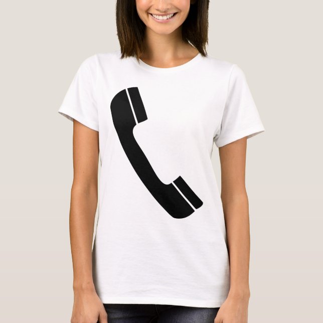 T-shirt ícone preto do telefone (Frente)