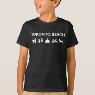 T-shirt Ícones da praia de Toronto - Escuro Monotone