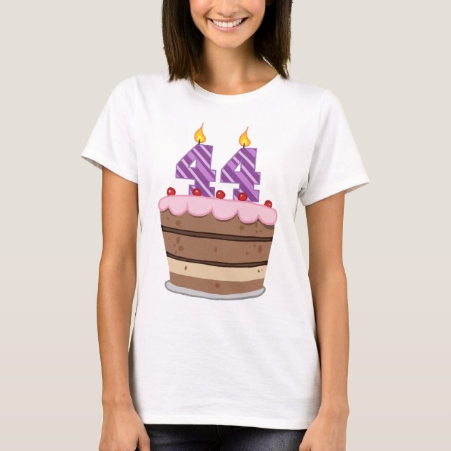 T-shirt Idade 44 no bolo de aniversário (Frente)