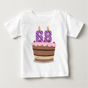 T-shirt Idade 68 no bolo de aniversário