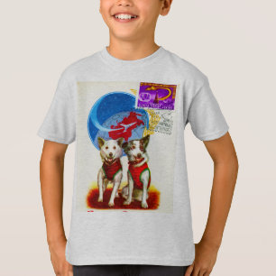 T-SHIRT IDADE DO ESPAÇO RETRO (ASTRONAUTAS DE CÃO)