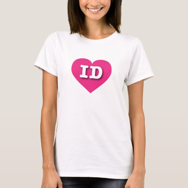 T-shirt Idaho Hot Pink Heart - Adoro ID (Frente)