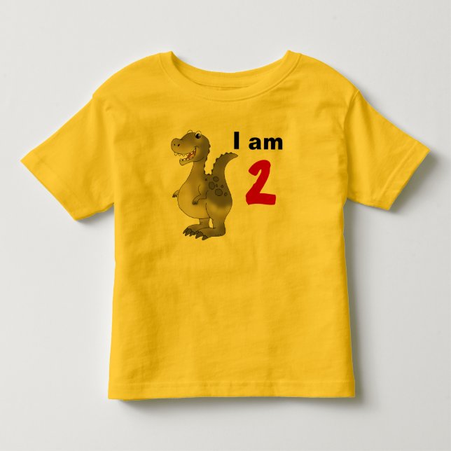 T-shirt ideia de presente de dinossauro segundo aniversári (Frente)