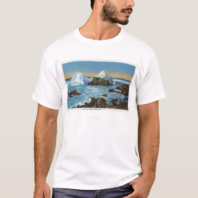 T-shirt Ideia do surf ao longo da rocha (Frente)