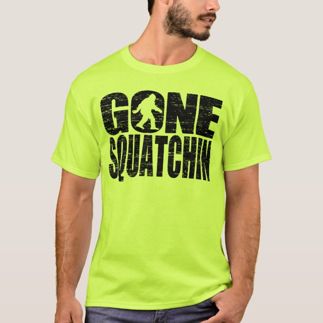 T-shirt ido do verde da segurança de Squatchin (Frente)