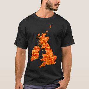 T-shirt Ilhas Britânicas Tipográficas - Amber e Red