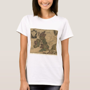 T-shirt Ilhas Britanniques de Les, mapa 1700's