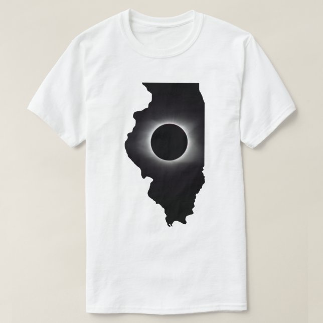 T-Shirt Illinois com Eclipse Solar Total 2024 (Frente do Design)