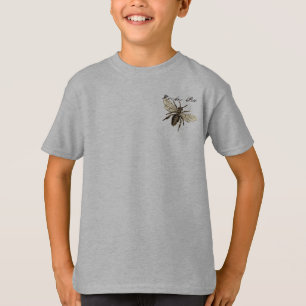 T-shirt Ilustração Antiga de Abelha Operária em Estilo Ant