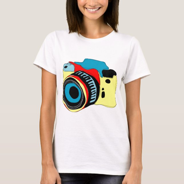T-shirt Ilustração brilhante da câmera (Frente)