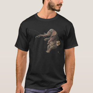 T-shirt Ilustração da pesca de pescadores de elefantes