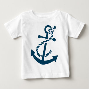 T-shirt Ilustração de Âncora Náutica Náutica Azul-Marinho-