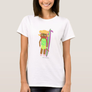 T-shirt Ilustração de Cartoon de Macaco-Pica-Surfista
