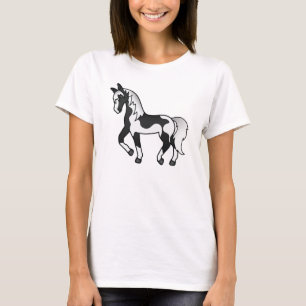 T-shirt Ilustração de Cartoon de Trote de Pinto Negro