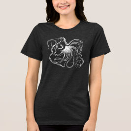 T-shirt Ilustração de polvo branco de safra