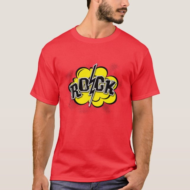 T-shirt Ilustração de rock estilo cômico (Frente)