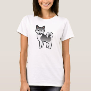 T-shirt Ilustração do desenho animado do cão Klee Kai, cin
