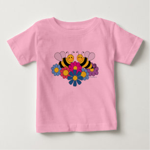 T-shirt Ilustração do design das abelhas & das flores