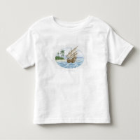 Ilustração do navio do século XVI perto da ilha