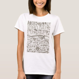 T-shirt Ilustração do vintage dos ossos humanos & animais