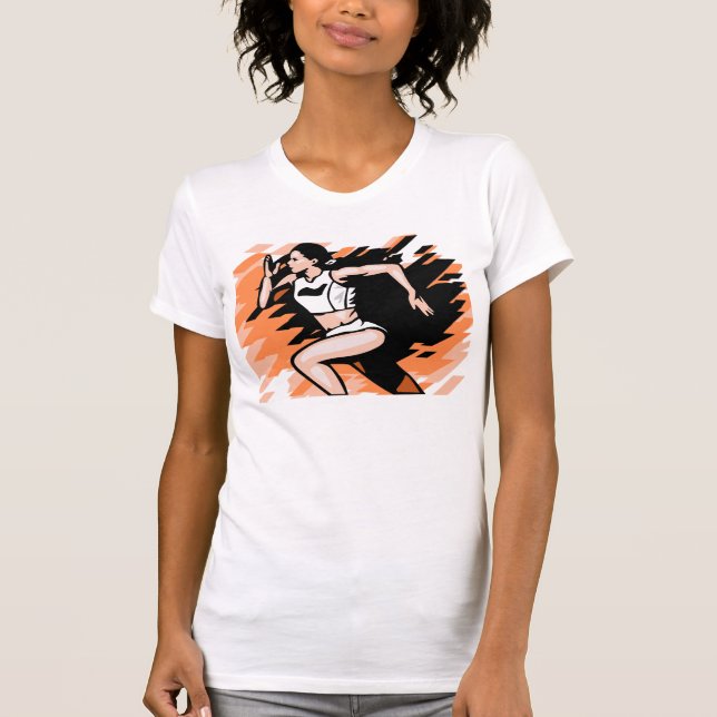 T-shirt Ilustração fêmea do corredor (Frente)