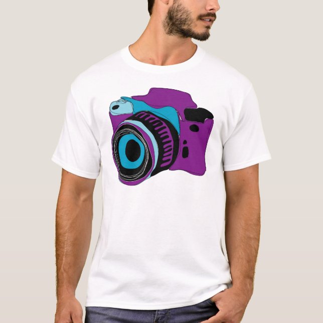 T-shirt Ilustração Funky do gráfico da câmera (Frente)