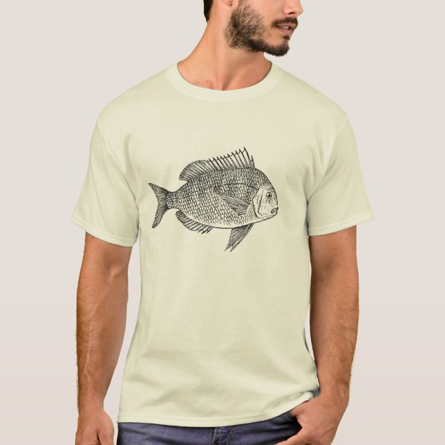 T-shirt Ilustração marinha náutica da arte dos peixes do (Frente)