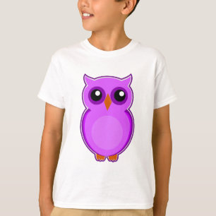 T-shirt Ilustração roxa bonito da animação da coruja