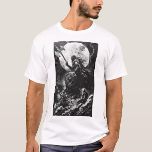 T-shirt ilustrada em preto-e-branco